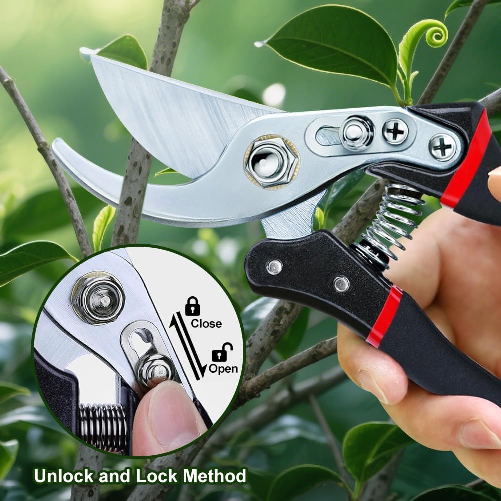 Garden Shears, Handheld Pruning Shears for Heavy Duty, Ergonomic Gardening Tools for Pruning