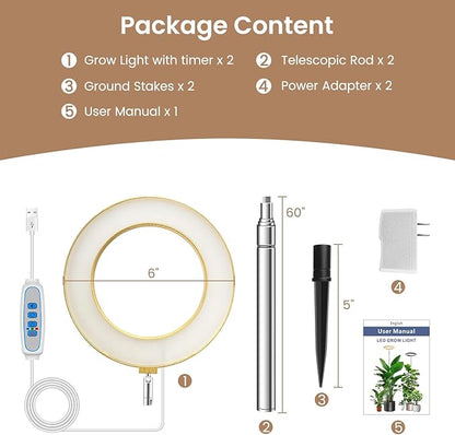 Grow Lights for Indoor Plants, Full Spectrum Plant Grow Light with 6/12/16H Timer, 3 Color Modes, 5