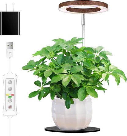 yadoker 72 LEDs Plant Grow Light for Indoor Plant,Aluminum Walnut Wood Grain Desk LED Grow Light