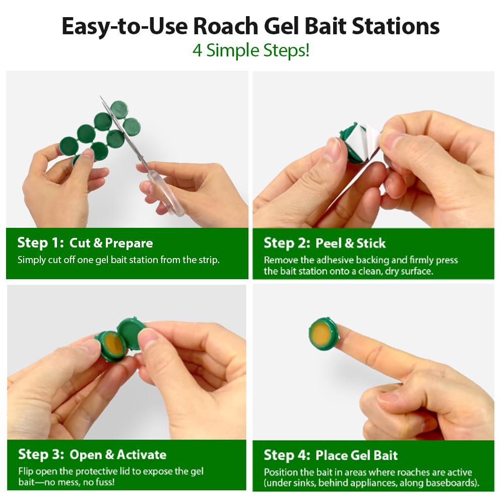 16 Pack Roach Killer Indoor Infestation Roaches Gel Bait Stations, Powerful Cockroach Killer Indoor