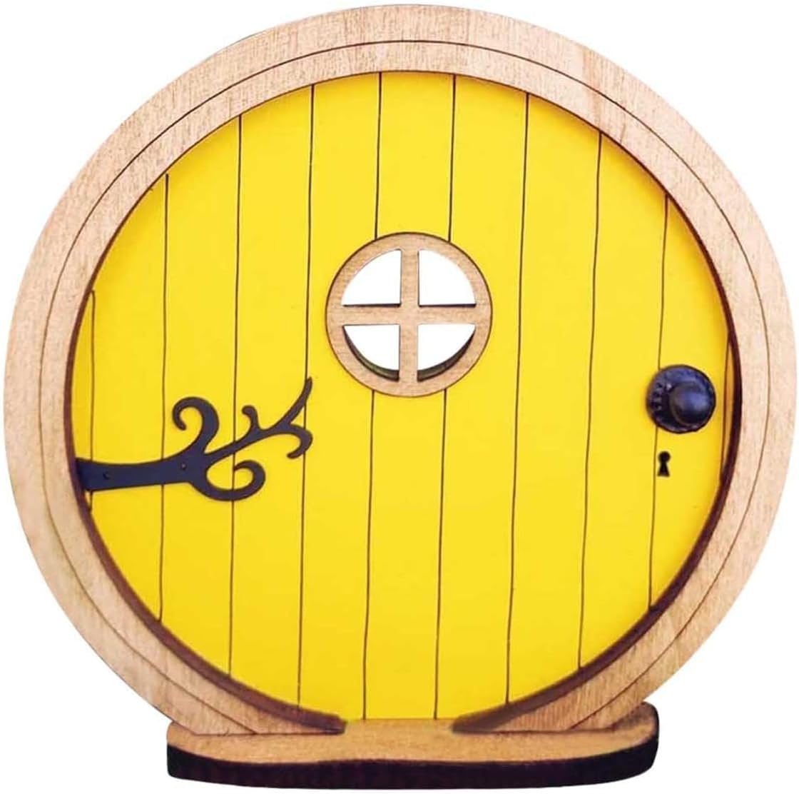 Yellow Fairy Garden Door for Tree, Fairys Doors for Trees Outdoor and Tree Trunk,Mini Fairy Garden