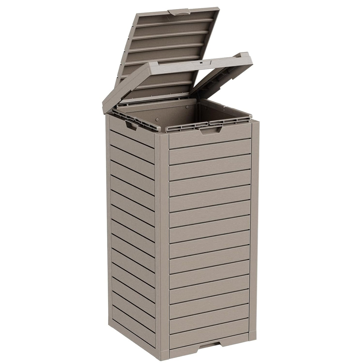 Outdoor Trash Can with Lid, Outdoor Trash Bin & Pull-Out Liquid Drawer, Dual Lid Closure Design