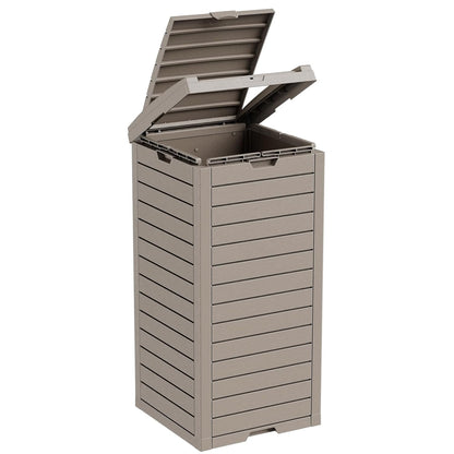 Outdoor Trash Can with Lid, Outdoor Trash Bin & Pull-Out Liquid Drawer, Dual Lid Closure Design