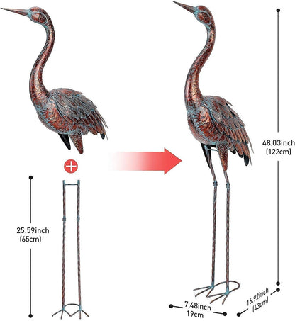 chisheen Outdoor Garden Crane Statues and Sculptures Metal Yard Art Statue for Garden Decoration