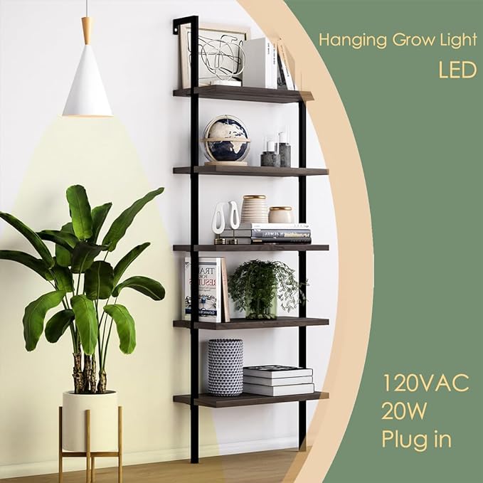 Hanging Grow Light, 20W Full Spectrum Pendant Grow Lights 15FT Power Cord, Decorative Grow Light