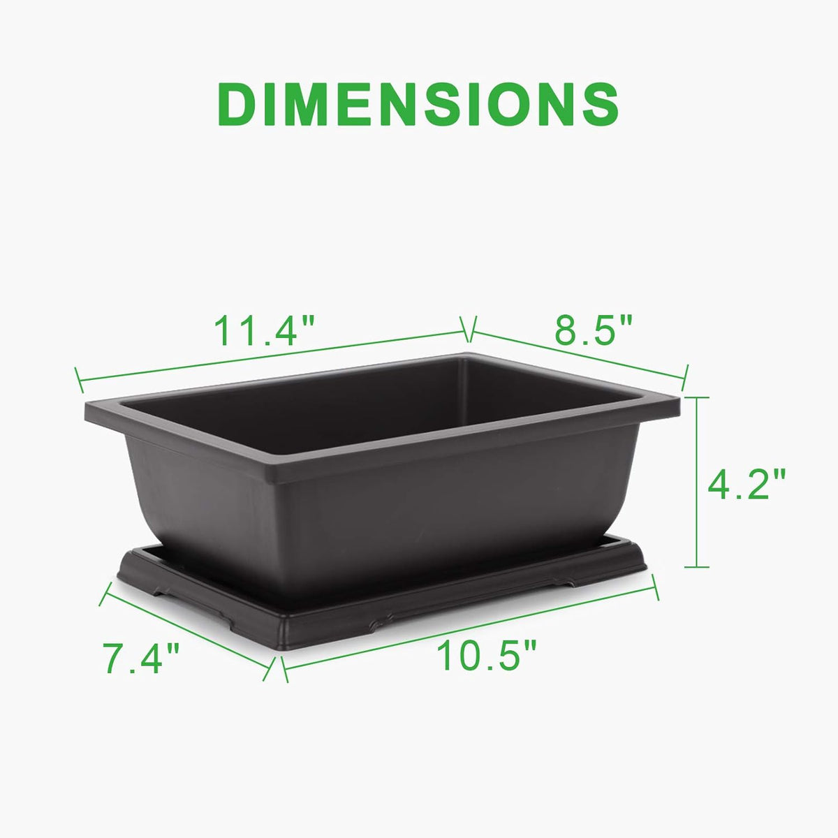 GROWNEER Bonsai Pots 3 Packs 11 Inch Bonsai Tree Training Pot with Humidity Drainage Trays &