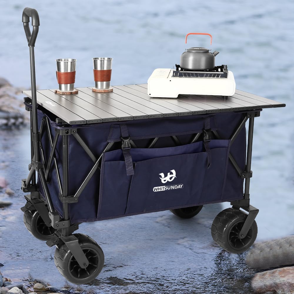 Whitsunday Collasible Wagon, Large Capacity 400Lbs, All-Terrain Wheels Heavy Duty Utility Wagon for