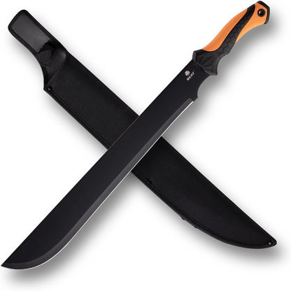 REAT Gardening Heavy Duty Machete,24" Full Tang Machete with Shaeth,Ergonomic No-Slip
