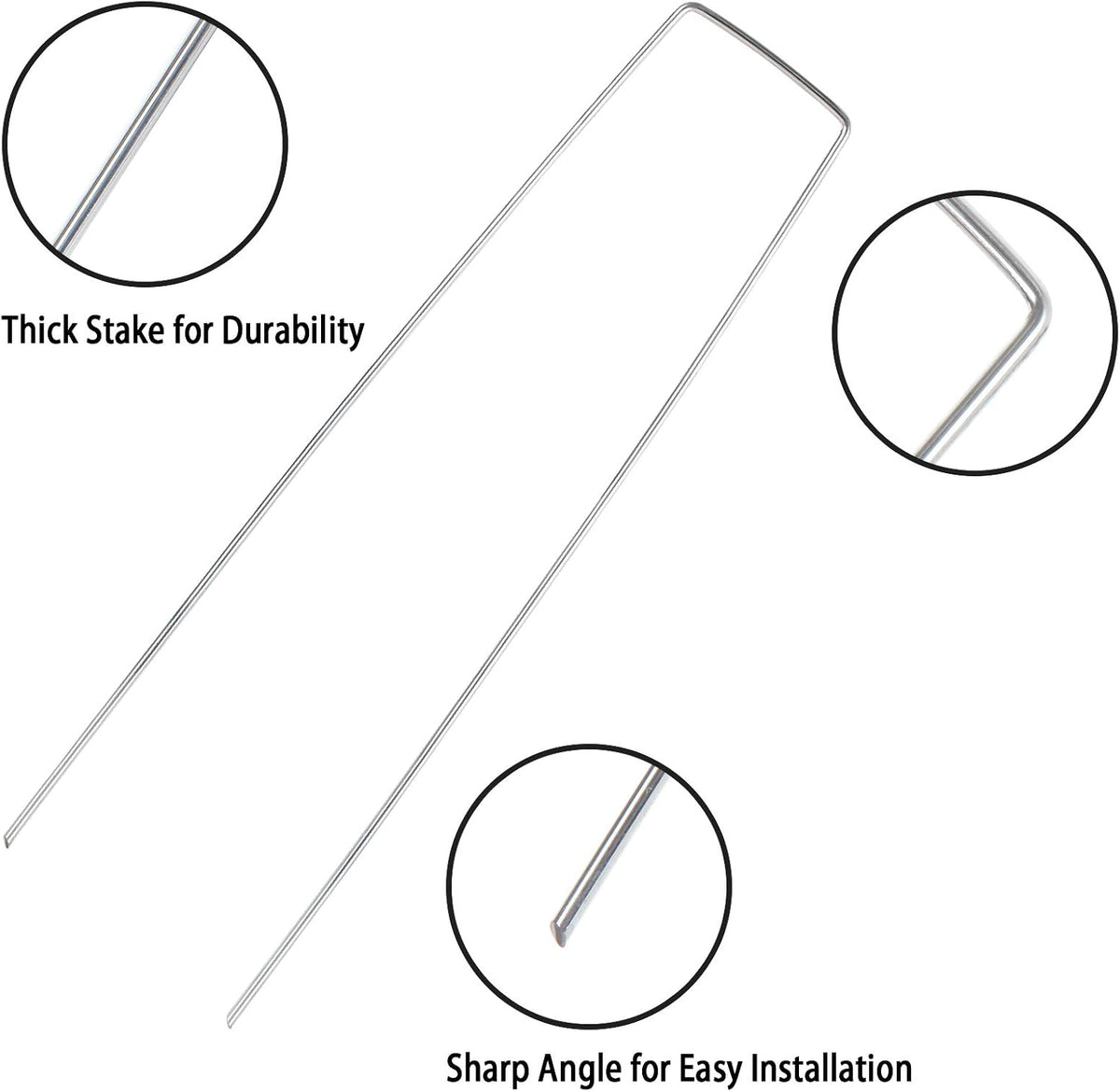 200 Pack 8 Inch Landscape Staples - Heavy Duty 11 Gauge Galvanized Steel Garden Stakes Staples