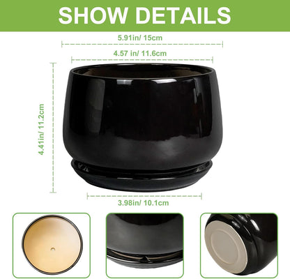 G EPGardening 6 Inch Planter - Ceramic Pot for Plants, Ceramic Planter with Drainage and Saucer