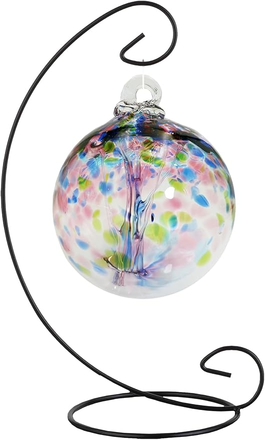 Dale Tiffany AC25004-D4 Rainbow Tree of Life Hand Blown Art Glass Ornament Witch Globe Gazing Ball