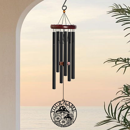 Personalized Customize Name Fantasy Mushroom Wonderland Wind Chime, Metal Iron 37 Inch Outdoor