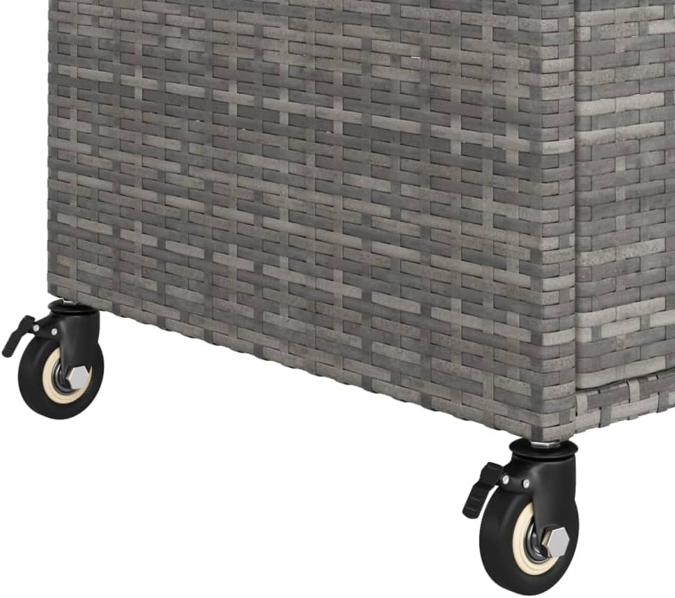Outdoor Rolling Wicker Bar Cart with Drawer, Portable Bar Cart with Wheels, Patio Kitchen Island