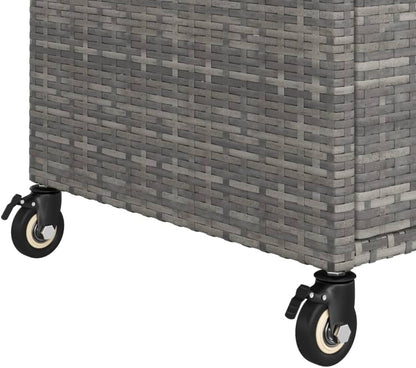 Outdoor Rolling Wicker Bar Cart with Drawer, Portable Bar Cart with Wheels, Patio Kitchen Island