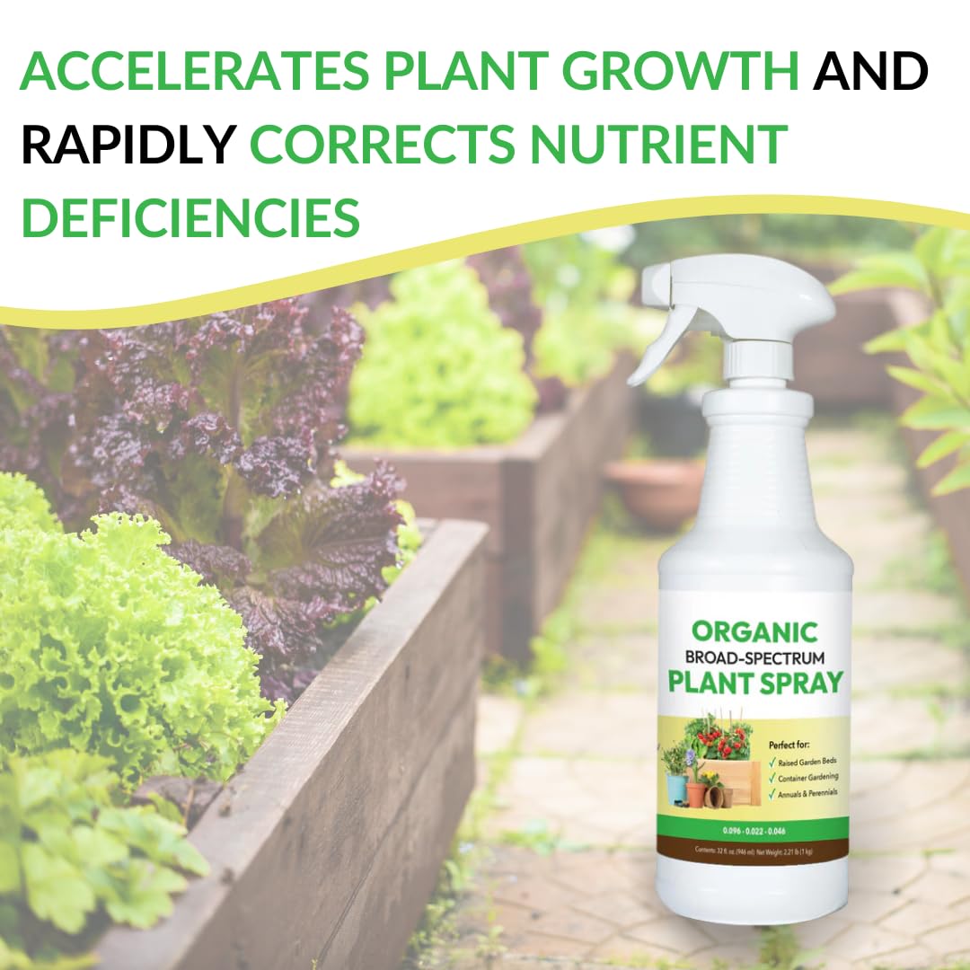 Organic Broad-Spectrum Plant Spray - Foliar Liquid Plant Food in a Spray Bottle for Outdoor