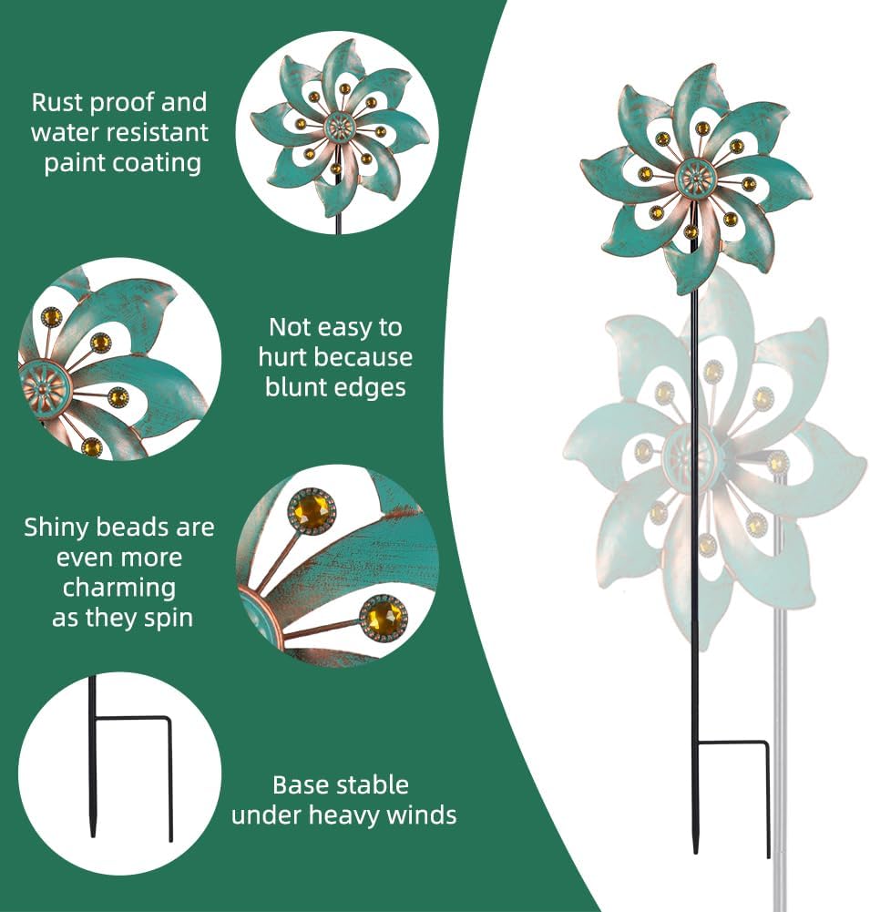 VEWOGARDEN Garden Decor Wind Spinners, Small Waterproof Metal Pinwheels Wind Spinner for Yard and