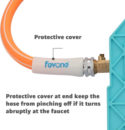 Fevone 100 ft x 5/8" Heavy Duty Garden Hose, Drinking Water Safe, Flexible & Kink-Free Hybrid