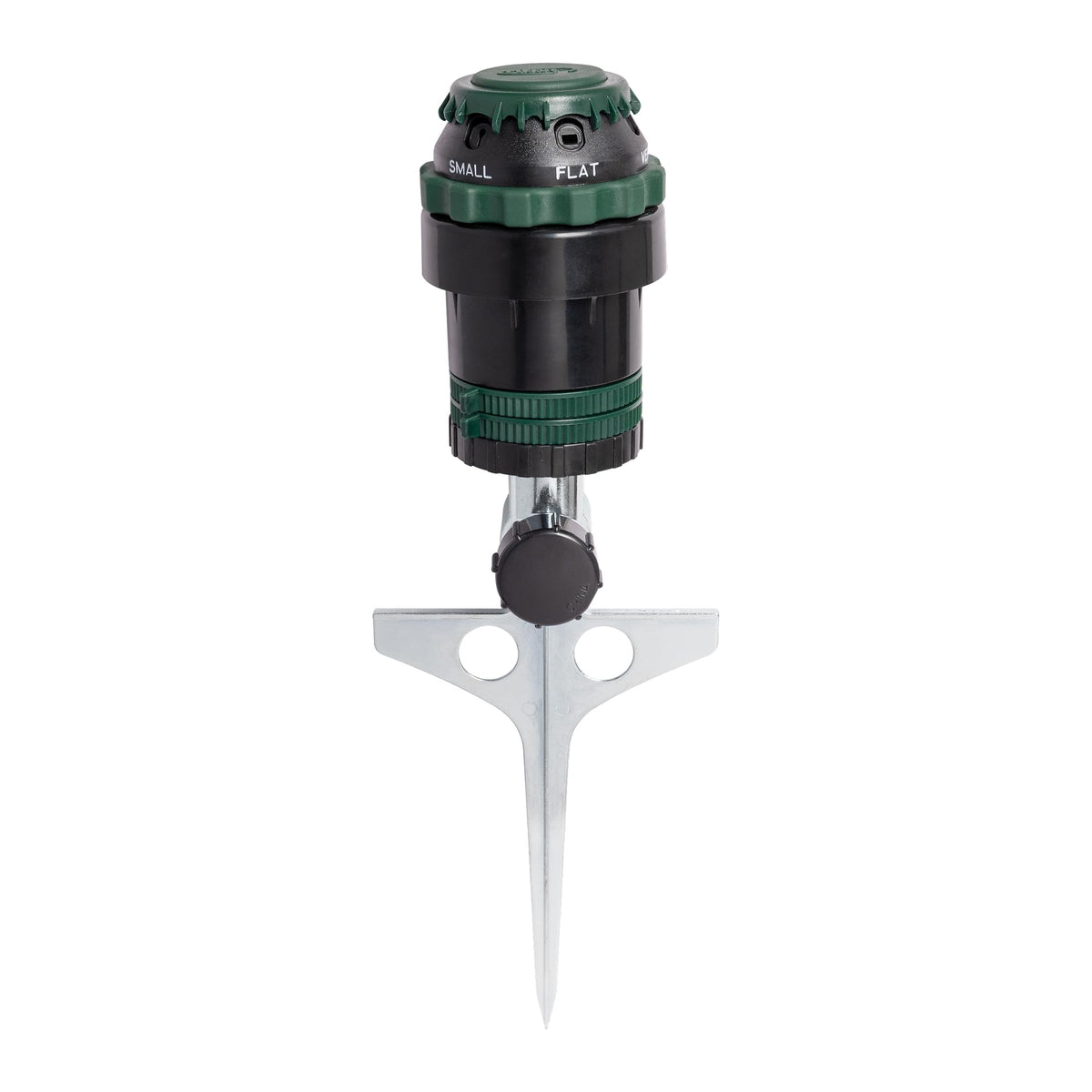 Orbit H2O-Six Gear-Drive Sprinkler on Metal T-Spike - Customizable Lawn Watering Coverage