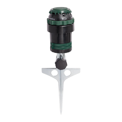 Orbit H2O-Six Gear-Drive Sprinkler on Metal T-Spike - Customizable Lawn Watering Coverage