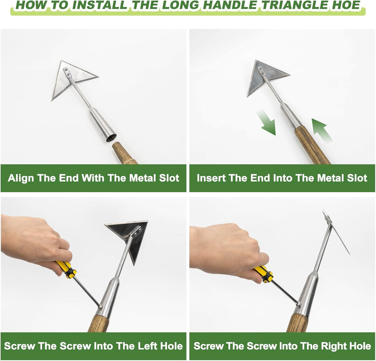Haliaeetus Triangle Hoe, 60'' Scuffle Hoe for Keeping Your Back from Tiring Out, Weeding Just in