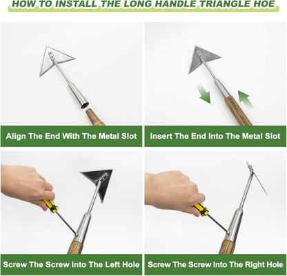 Haliaeetus Triangle Hoe, 60'' Scuffle Hoe for Keeping Your Back from Tiring Out, Weeding Just in