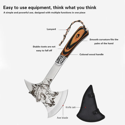 Multi-Functional Outdoor Axe - Garden Hatchet for Camping, Survival, and Tree Cutting - Portable