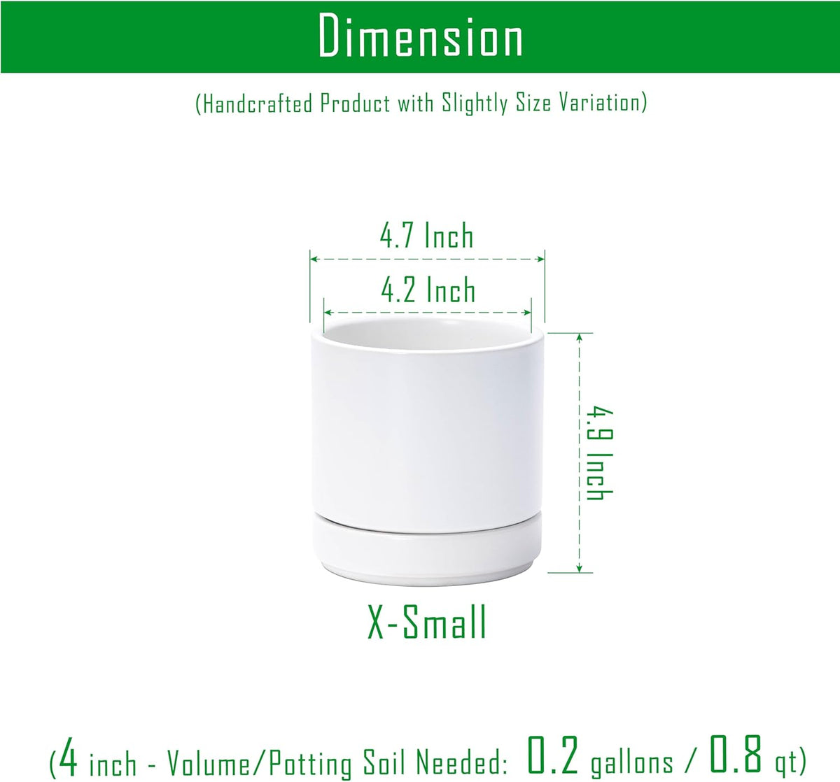 D'vine Dev Set of 4 Small Ceramic Plant Pots, 4.7 Inch Succulent Planter Pot for Plants with