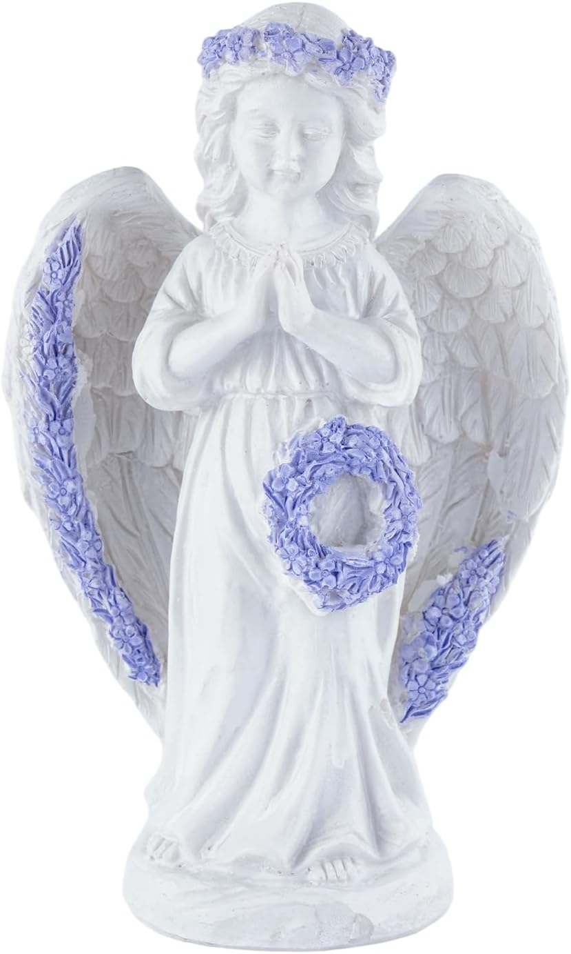 Lavender Praying Angel Statues, Handmade Resin Craft Home Decor, Indoor & Outdoor Winged Angel