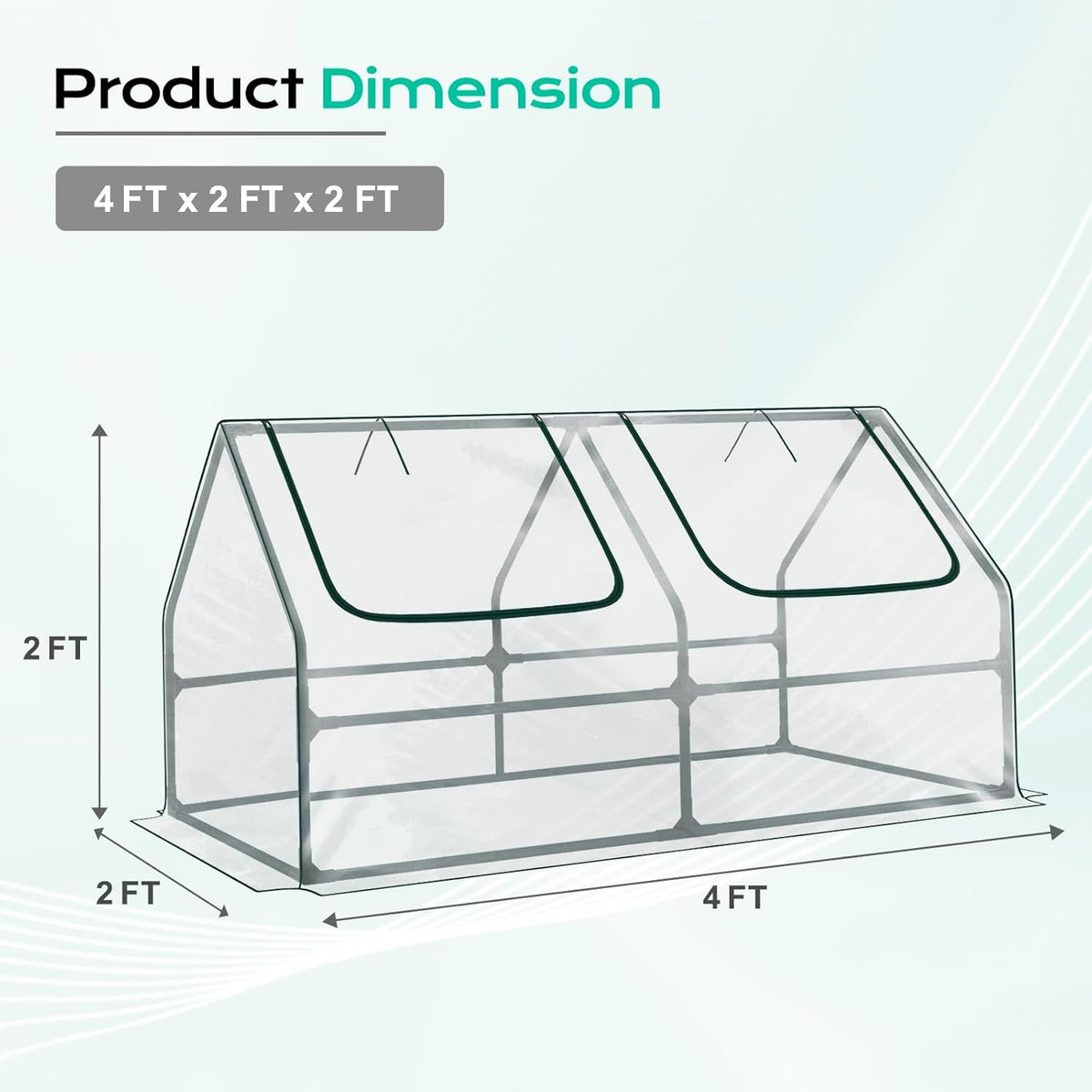BPS 4x2x2 ft Mini Greenhouse with Transparent PVC Cover UV-Protected Roll-Up Zipper Windows, Ideal
