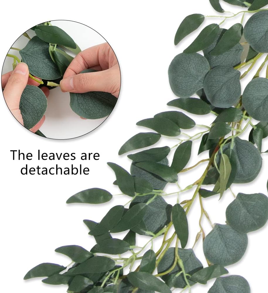 3 Strands Artificial Vines Kit, 78" Silk Eucalyptus Ivy Garland Green Leaves Natural Odorless, Fake