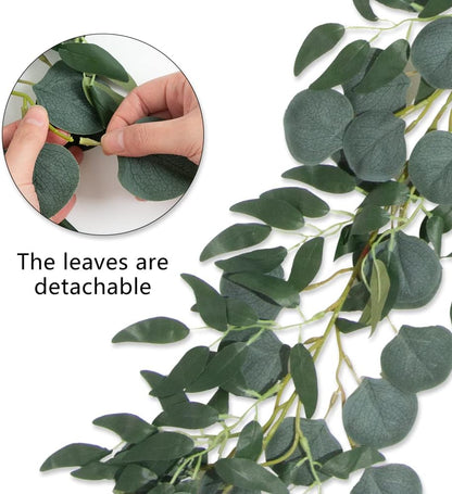 3 Strands Artificial Vines Kit, 78" Silk Eucalyptus Ivy Garland Green Leaves Natural Odorless, Fake