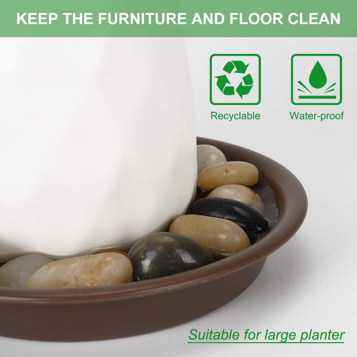TITE Plant Saucer 16 inch,Heavy Large Planter Durable Thicker Plastic Plant Trays for Indoors and