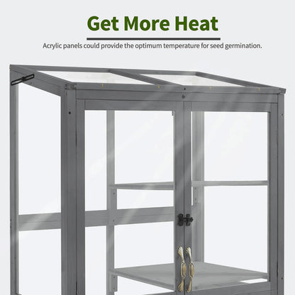 Macrout Cold Frame Greenhouse, Tall Wooden Greenhouse for Outdoor Indoor Use with Polycarbonate