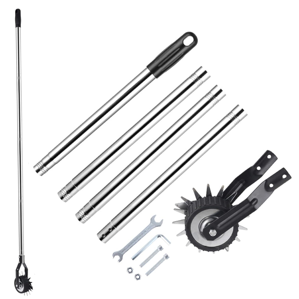 Edger Lawn Tool 67.3 Inch Manual Grass Edger with 4 Sections Stainless Steel Handle and Wheel