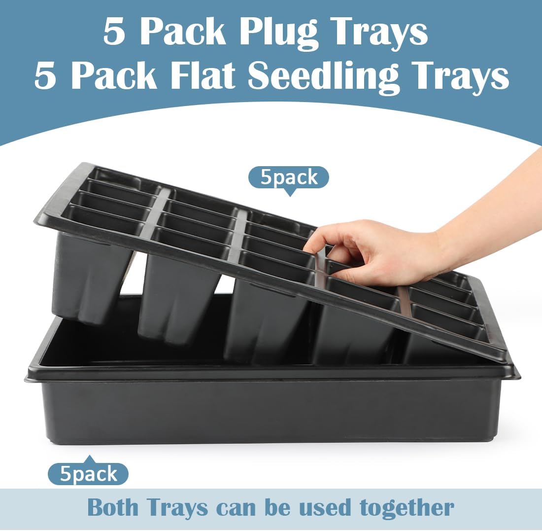 2.5 inch Square Pots 3.5 inch Deep 20 Cell Seedling Trays with Water Collection Nursery Trays