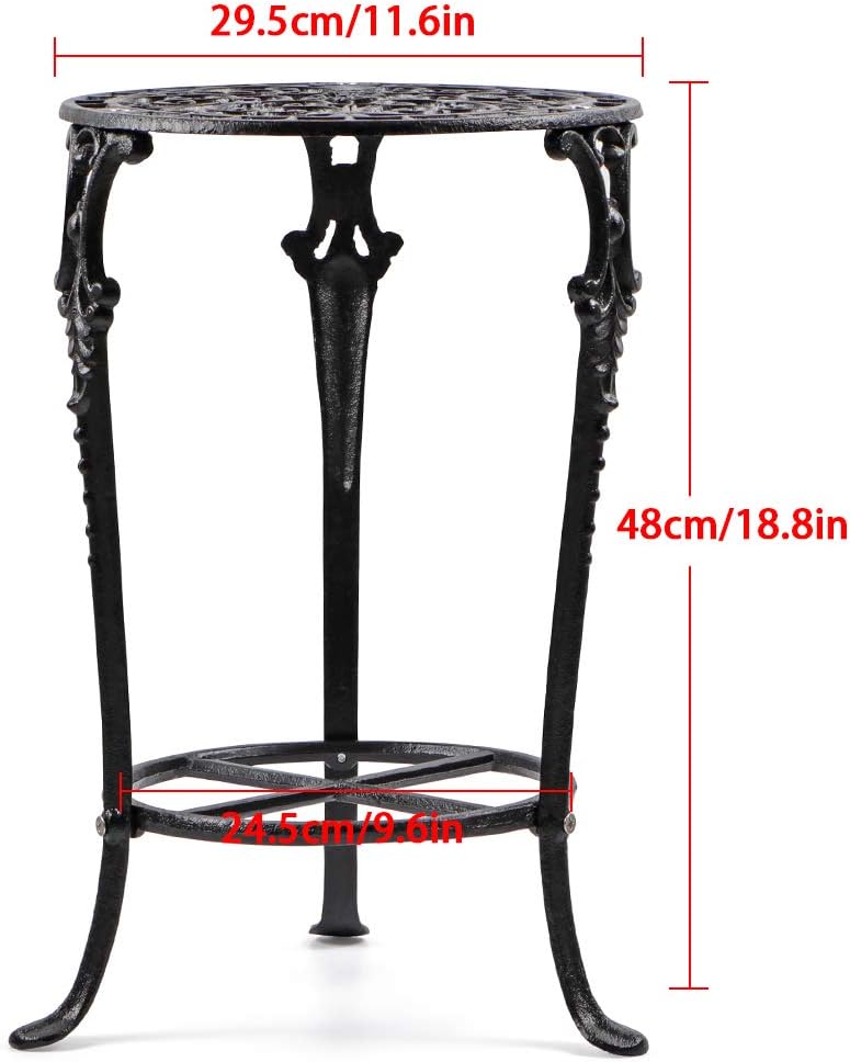 MDLUU Plant Stand 18.8 Inches Tall, Cast Iron Potted Plant Stand, 2-Tier Metal Planter Stand