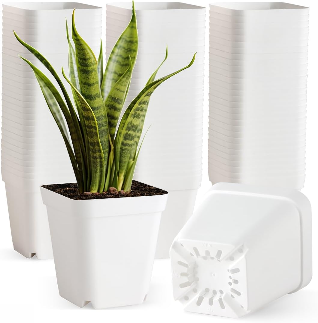 BTPLASTIK 80 Pcs Nursery Pots 4 Inch, Plastic Seed Starting Pot with Drainage Holes, Small Sturdy