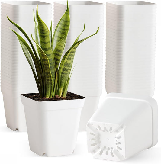 BTPLASTIK 80 Pcs Nursery Pots 4 Inch, Plastic Seed Starting Pot with Drainage Holes, Small Sturdy
