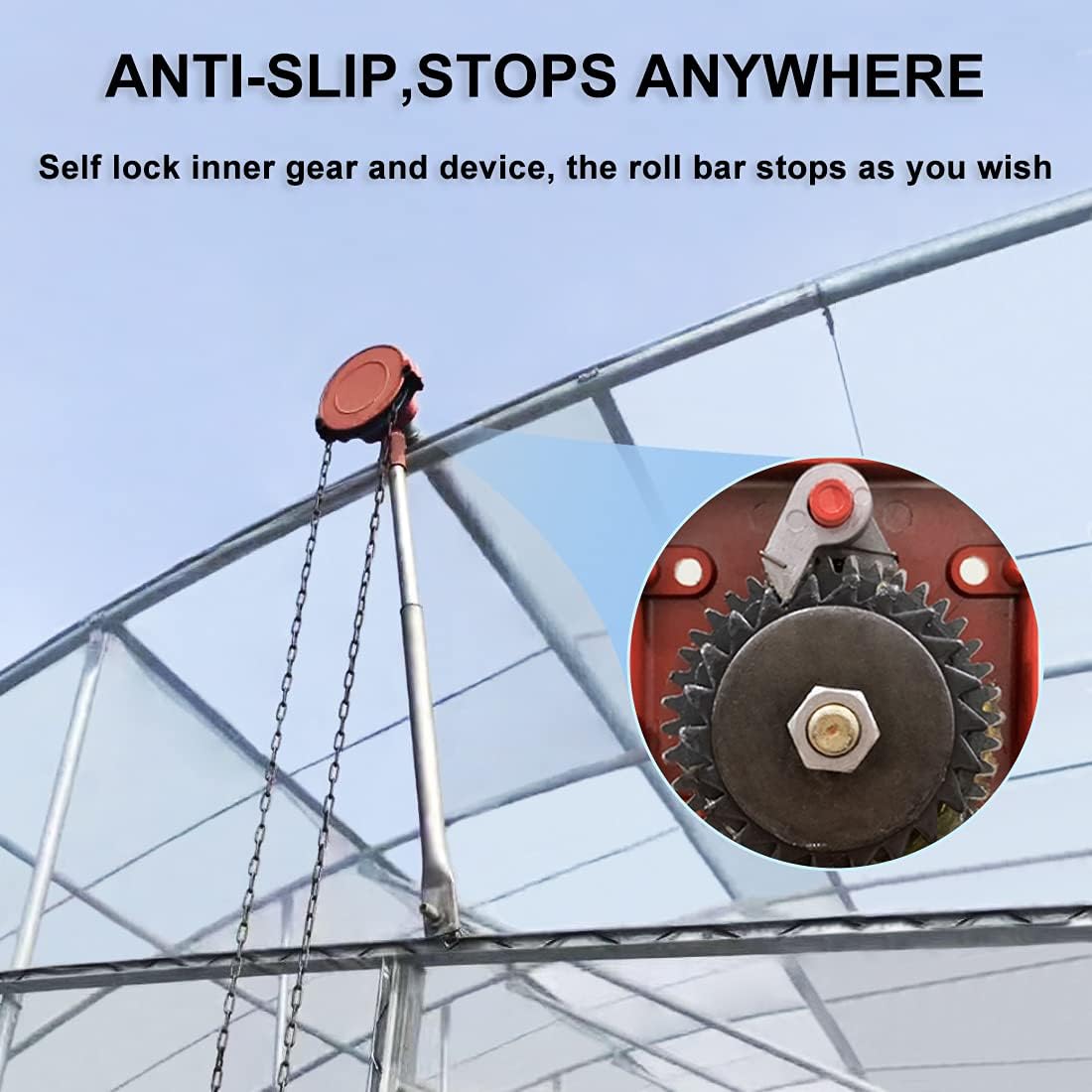 UYGALAXY Manual Winch Greenhouse Film Roll Up Roof Unit for Ventilation ﻿Agricultural Manual Film