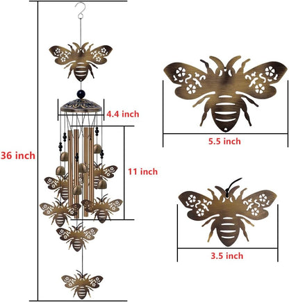 Outdoor Bees Wind Chimes Gifts for Mom - Bronze Memorial Wind Bells, Mobile Sympathy Wind Catcher