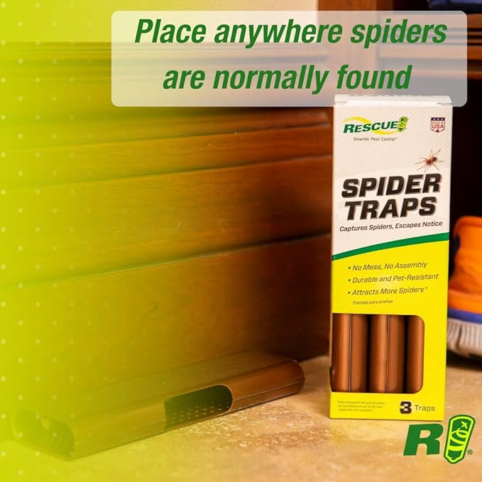 RESCUE! Spider Traps – Catches Brown Recluse, Hobo Spiders, Black Widows & Wolf Spiders - 3 Pack (9