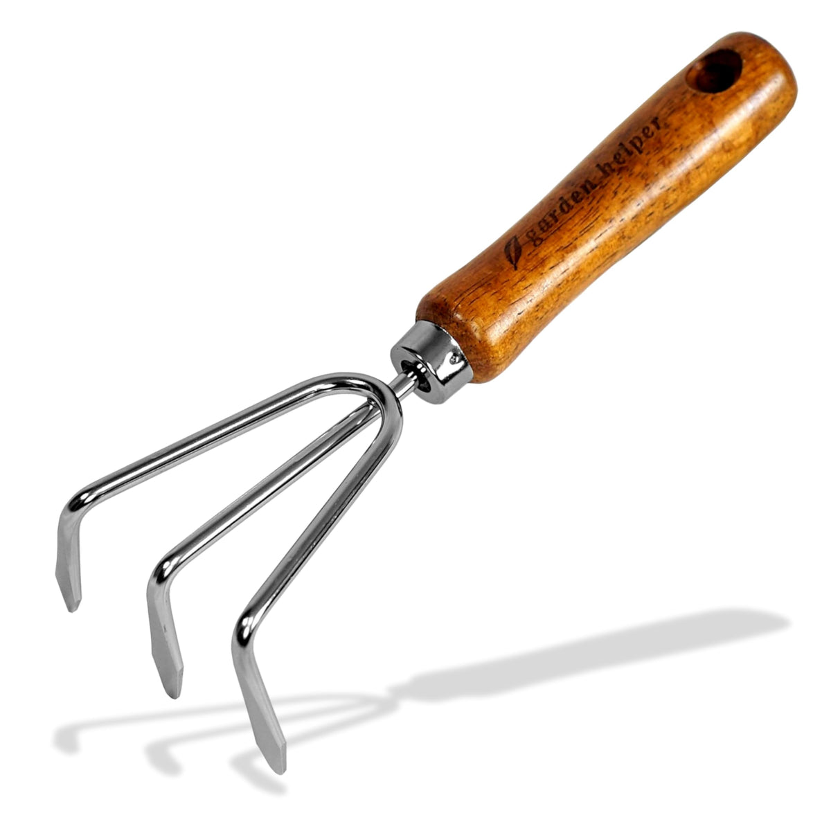 Hand Cultivator Garden Tool 3 Claws - Heavy Duty Japanese Steel with Wood Handle - Manual Small