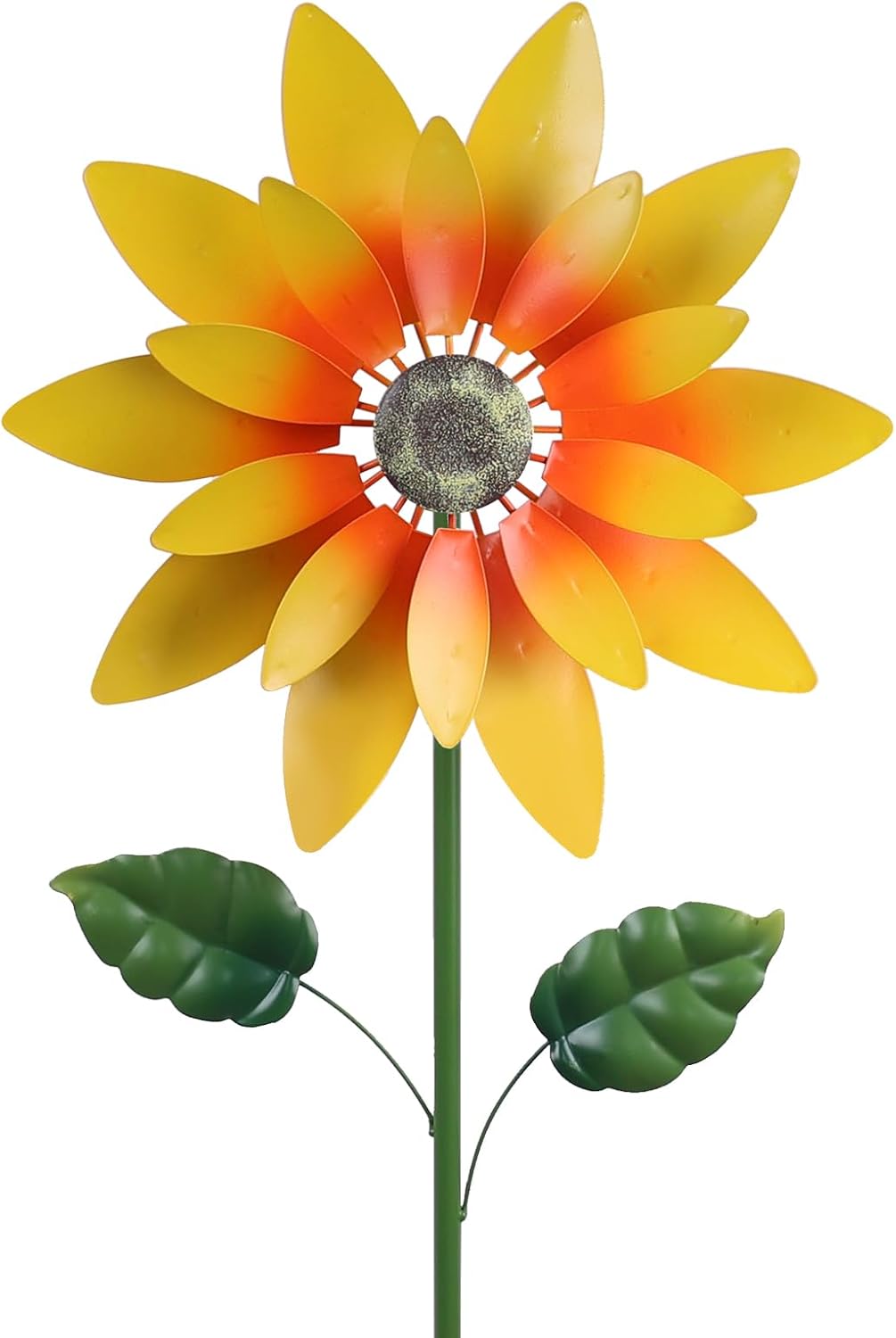 hogardeck Outdoor Wind Spinner, 61" Metal Sunflower Wind Spinner with Stake, 360° Rotating Windmill