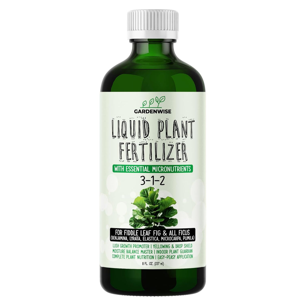 3-1-2 Liquid Fertilizer Concentrate with Micronutrients - Optimal Fiddle Leaf Fig Plant Food, Ideal