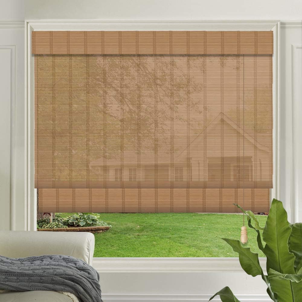 LETAU Wood Window Roman Shades, Bamboo Light Filtering Window Blinds for Indoor Home, Office