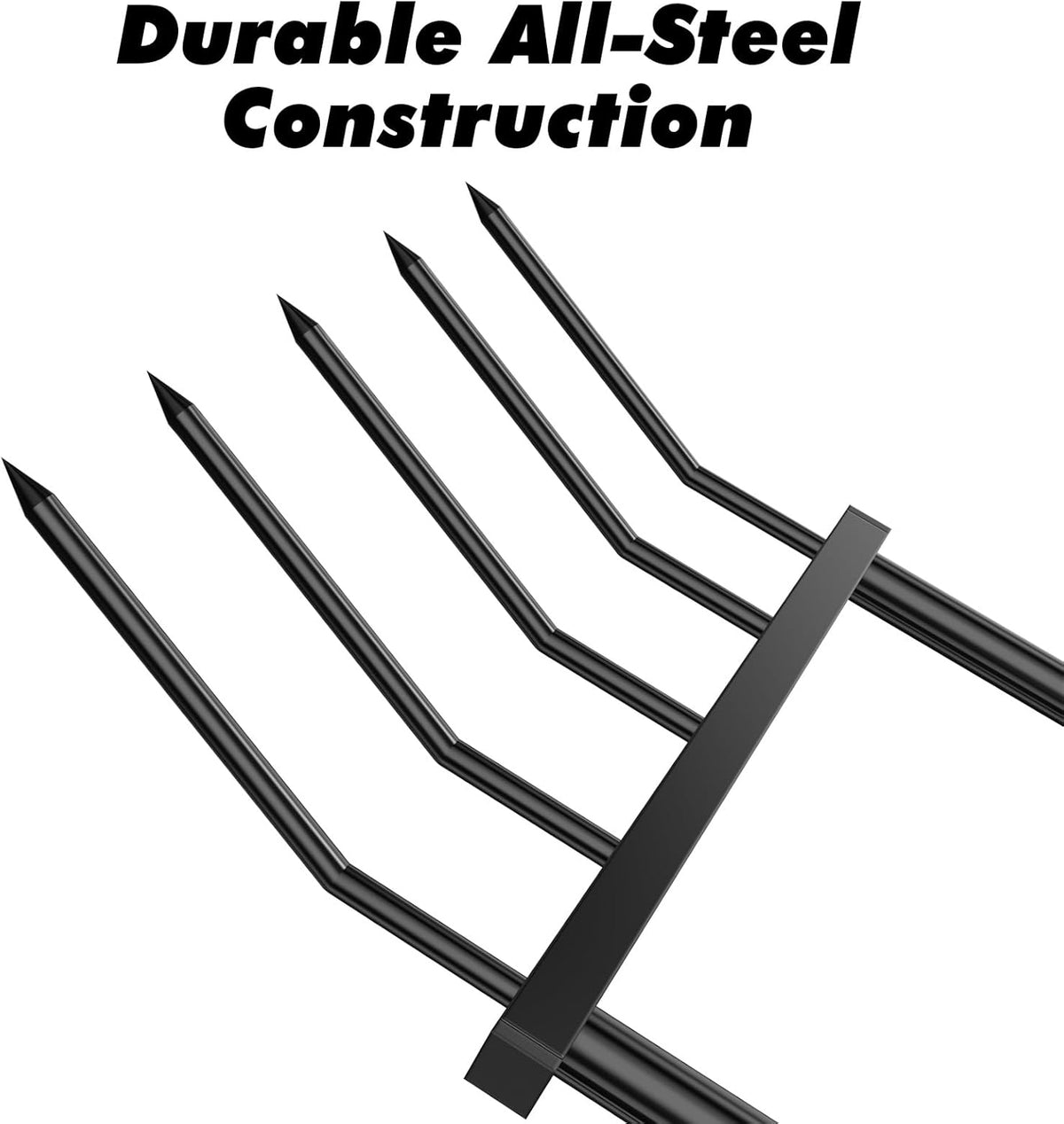 Broadfork Garden Tool Heavy Duty, 5 Tines Broad Fork for Gardening, U-Shaped Garden Fork for