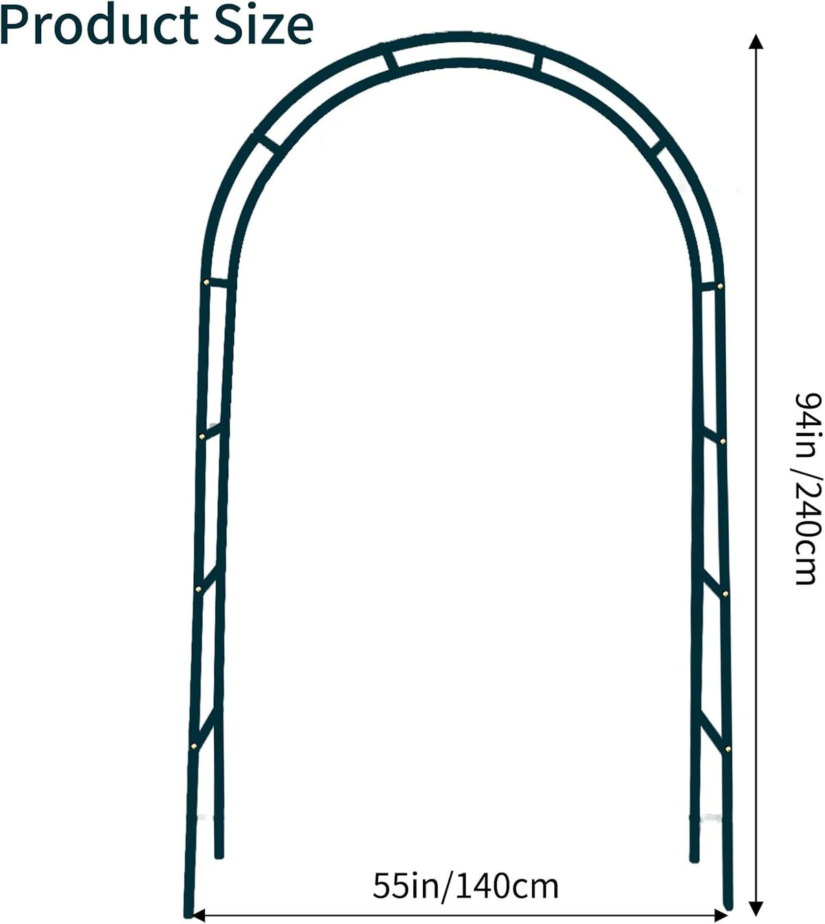 RUBFAC 94" Metal Garden Arch Trellis for Climbing Plants Outdoor, Garden Arbors and Arches