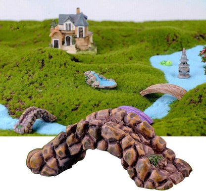 DIY Miniature Resin Bridge for Fairy Garden - Brown Small Bridge Lawn Ornament, Vintage Style, 6.6