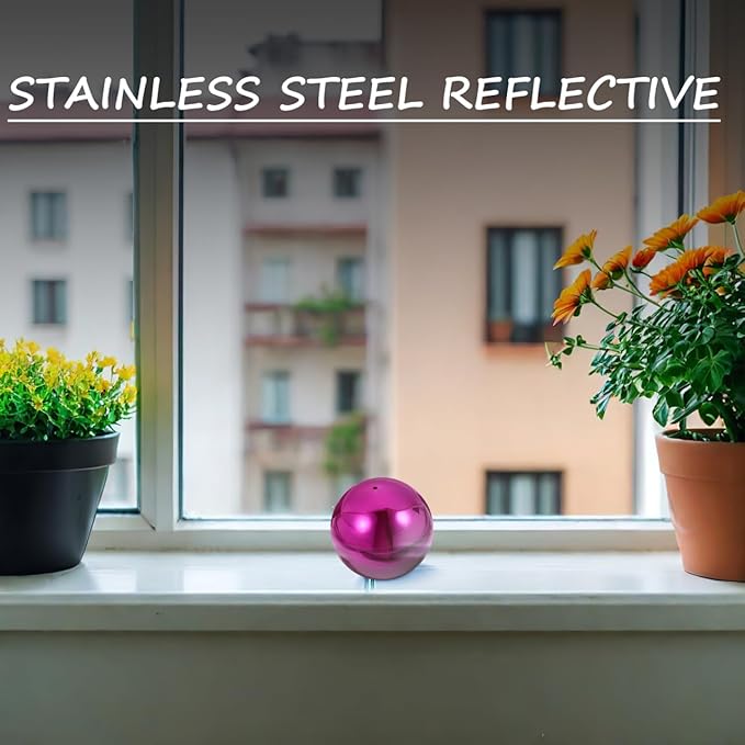ibasenice Stainless Steel Mirror Reflective Gazing Ball 12 Inch Garden Decor - Purple Decorative