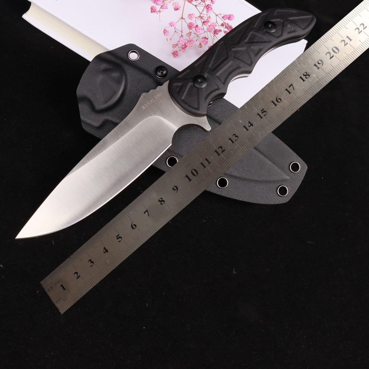 MASALONG Kni231 Full Tang Survival 9cr14mov Steel Knife With Belt Sheath For Bushcraft Camping